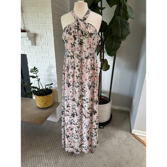 Laundry by Shelli Segal Floral Halter Maxi Dress Size 16 NWT - Picture 1 of 13